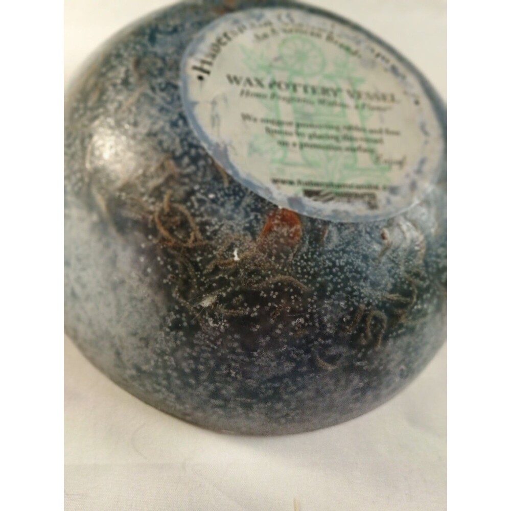 Habersham Candle Company Blue Wax Pottery Vessel W Pressed Flowers Flameless - Picture 11 of 11